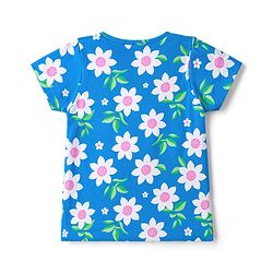 Babyhug 100% Cotton Knit Half Sleeves Floral Printed Co-Ords T-Shirt & Pyjama Night Suit - Blue