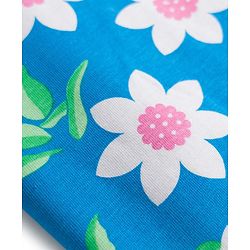 Babyhug 100% Cotton Knit Half Sleeves Floral Printed Co-Ords T-Shirt & Pyjama Night Suit - Blue