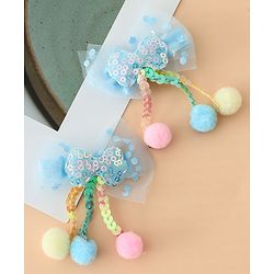 Babyhug Free Size Bow & Butterfly Hair Clips with Sequinned Bow Applique Pack of 2 -Blue