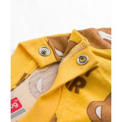 Babyhug 100% Cotton Knit Half Sleeves Co Ord T-Shirt & Shorts Night Suit Bear Print - Yellow