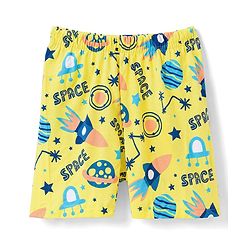 Babyhug 100% Cotton Knit Half Sleeves Co Ord T-Shirt & Shorts Night Suit Space Print - Yellow