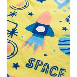 Babyhug 100% Cotton Knit Half Sleeves Co Ord T-Shirt & Shorts Night Suit Space Print - Yellow