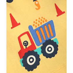 Babyhug Cotton Knit Half Sleeves T-Shirt & Shorts Co-Ord Night Suit With Vehicle Print - Yellow