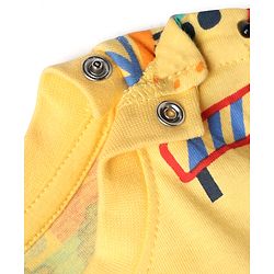 Babyhug Cotton Knit Half Sleeves T-Shirt & Shorts Co-Ord Night Suit With Vehicle Print - Yellow