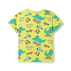 Babyhug Cotton Knit Half Sleeves T-Shirt & Shorts Co-Ord Night Suit With Dino Print - Green