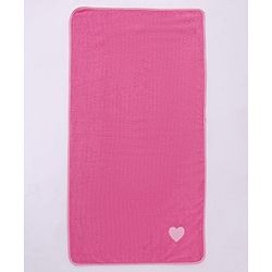 Babyhug Cotton Knit Towel With Hearts Embroidery L 102 x B 51 cm - Pink