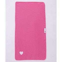Babyhug Cotton Knit Towel With Hearts Embroidery L 102 x B 51 cm - Pink