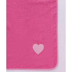 Babyhug Cotton Knit Towel With Hearts Embroidery L 102 x B 51 cm - Pink