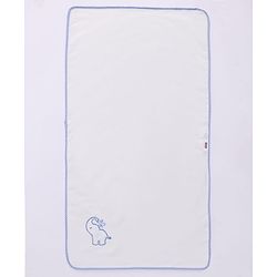 Babyhug Terry Cotton Knit Elephant Embroidered Towel  L 102 x B 51 cm - White