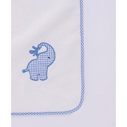 Babyhug Terry Cotton Knit Elephant Embroidered Towel  L 102 x B 51 cm - White