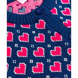 Babyhug Knit Full Sleeves Heart Designed Sweater Set with Cap  - Navy