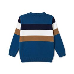 Babyhug Knit Full Sleeves Sweater Set with Colour Block Design - Navy