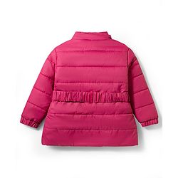Babyhug Woven Full Sleeves Detachable Hooded Padded Jacket with Bow Applique - Pink