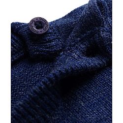 Babyhug Knit Full Sleeves Colour Block Striped Sweater Set - Blue