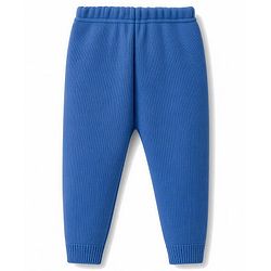 Babyhug Knit Full Sleeves Colour Block Striped Sweater Set - Blue