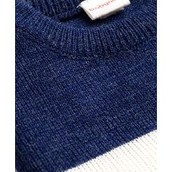 Babyhug Knit Full Sleeves Colour Block Striped Sweater Set - Blue