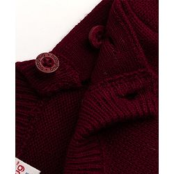Babyhug Knit Full Sleeves Sweater Set with Colour Block Design - Maroon