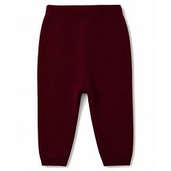 Babyhug Knit Full Sleeves Sweater Set with Colour Block Design - Maroon
