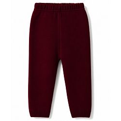 Babyhug Knit Full Sleeves Sweater Set with Colour Block Design - Maroon