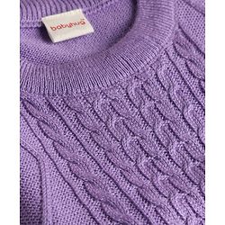 Babyhug Knit Full Sleeves Sweater Set With Cable Knit & Cap - Lavender