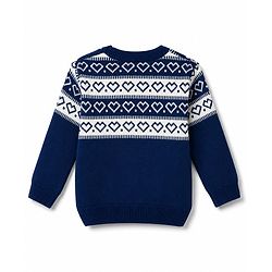 Babyhug Knit Full Sleeves Sweater Set With Hearts Design - Teal Blue