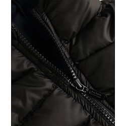 Babyhug Woven Sleeveless Solid Colour Padded Hooded Jacket - Black