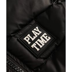 Babyhug Woven Sleeveless Solid Colour Padded Hooded Jacket - Black