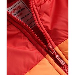 Babyhug Woven Full Sleeves Colour Block Stripes Padded Jacket with Hood - Multicolour