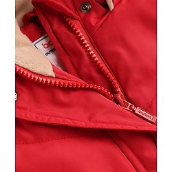 Babyhug Woven Full Sleeves Solid Colour Padded Jacket with Hood - Red