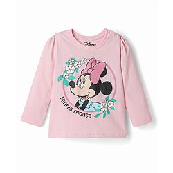 Babyhug Disney Single Jersey Knit Full Sleeves T-Shirt & Pyjama Nightsuit with Minnie Mouse Graphics - Pink
