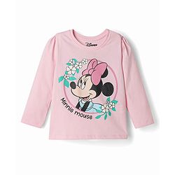 Babyhug Disney Single Jersey Knit Full Sleeves T-Shirt & Pyjama Nightsuit with Minnie Mouse Graphics - Pink