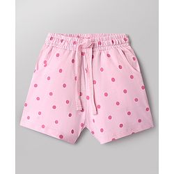 Babyhug Disney Single Jersey Knit Half Sleeves T-Shirt & Shorts Night Suit with Marie Graphics - White & Pink