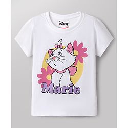 Babyhug Disney Single Jersey Knit Half Sleeves T-Shirt & Shorts Night Suit with Marie Graphics - White & Pink