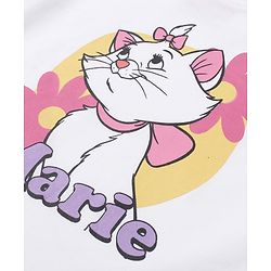 Babyhug Disney Single Jersey Knit Half Sleeves T-Shirt & Shorts Night Suit with Marie Graphics - White & Pink