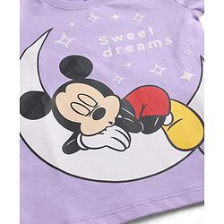 Babyhug Disney Single Jersey Knit Full Sleeves T-Shirt & Pyjama Night Suit With Mickey Mouse Graphics - Lavender