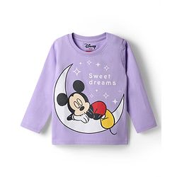 Babyhug Disney Single Jersey Knit Full Sleeves T-Shirt & Pyjama Night Suit With Mickey Mouse Graphics - Lavender