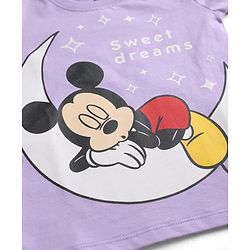 Babyhug Disney Single Jersey Knit Full Sleeves T-Shirt & Pyjama Night Suit With Mickey Mouse Graphics - Lavender