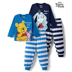 Babyhug Disney Single Jersey Knit Full Sleeves T-Shirt & Pajama Night Suit Winnie & Friends Graphics Pack of 2 - Navy