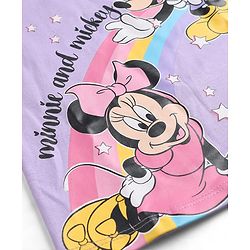 Babyhug Disney 100% Cotton Knit Full Sleeves T-Shirt & Pyjama Night Suit With Minnie & Mickey Mouse Graphic - Lavender