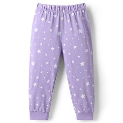 Babyhug Disney 100% Cotton Knit Full Sleeves T-Shirt & Pyjama Night Suit With Minnie & Mickey Mouse Graphic - Lavender