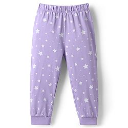 Babyhug Disney 100% Cotton Knit Full Sleeves T-Shirt & Pyjama Night Suit With Minnie & Mickey Mouse Graphic - Lavender