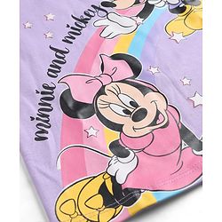 Babyhug Disney 100% Cotton Knit Full Sleeves T-Shirt & Pyjama Night Suit With Minnie & Mickey Mouse Graphic - Lavender