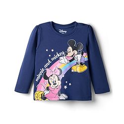Babyhug Disney Single Jersey Knit Full Sleeves T-Shirt & Pyjama Night Suit with Minnie Mouse Graphics - Navy Blue