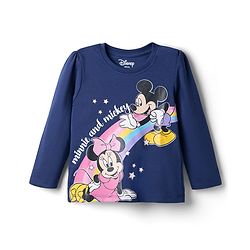 Babyhug Disney Single Jersey Knit Full Sleeves T-Shirt & Pyjama Night Suit with Minnie Mouse Graphics - Navy Blue