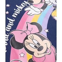 Babyhug Disney Single Jersey Knit Full Sleeves T-Shirt & Pyjama Night Suit with Minnie Mouse Graphics - Navy Blue