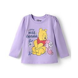 Babyhug Disney Single Jersey Knit Full Sleeves Winnie the Pooh Graphics T-Shirt & Pyjama Night Suit - Lavender