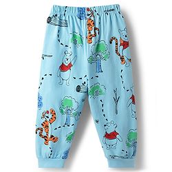 Babyhug Disney 100% Cotton Knit Full Sleeves T-Shirt & Pyjama Night Suit With Winnie The Pooh Graphics - Light Blue
