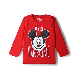 Babyhug Disney 100% Cotton Knit Full Sleeves T-Shirt & Pyjama Night Suit With Mickey Mouse Graphic - Multicolor