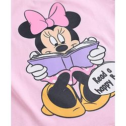Babyhug Disney 100% Cotton Knit Full Sleeves T-Shirt & Pyjama Night Suit With Minnie Mouse & Polka Dots Graphic - Pink