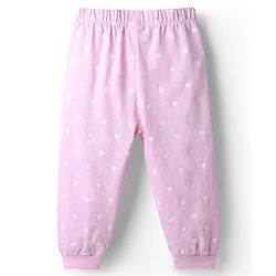Babyhug Disney 100% Cotton Knit Full Sleeves T-Shirt & Pyjama Night Suit With Minnie Mouse & Polka Dots Graphic - Pink